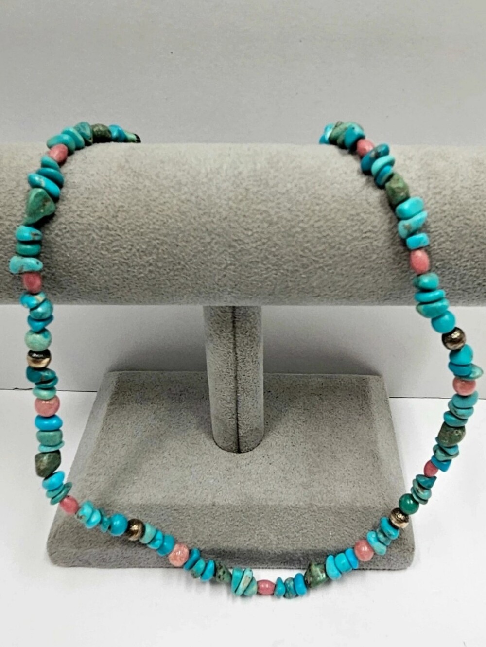 Turquoise & Pink Beaded Women's Necklace